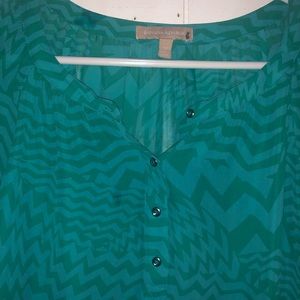 Banana Republic sheer 👚 teal blouse button M